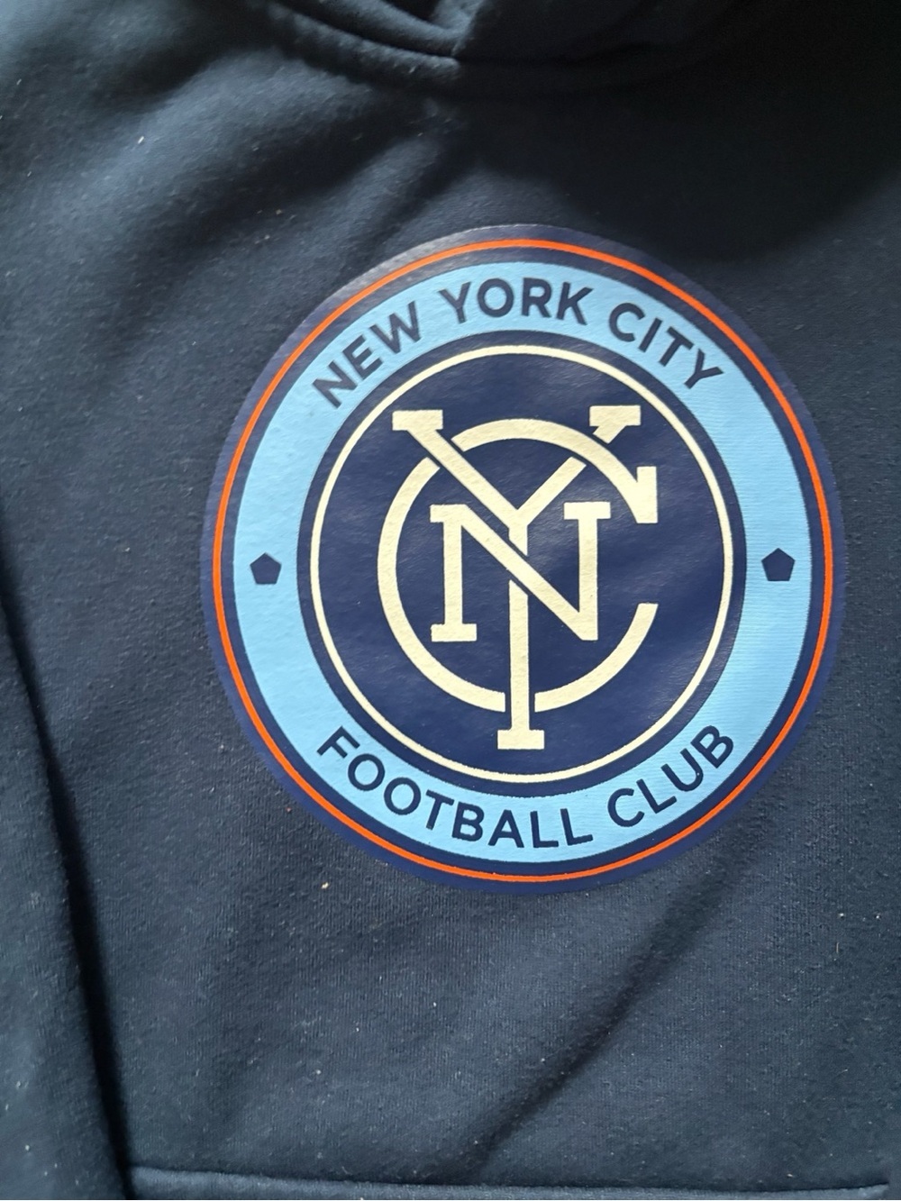 adidas Navy NYCFC Hooded Sweatshirt Size Kids Medium 10/12 - Picture 3 of 4